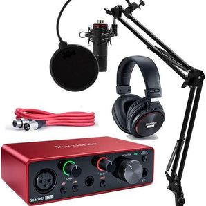 Focusrite Scarlett Solo Studio USB Audio Interface + Microphone + Headphones + XLR Cable + Stand + Shock Mount + Pop Filter