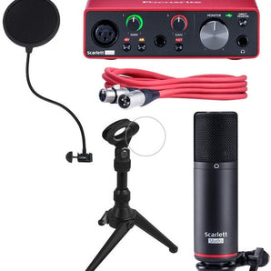 Focusrite Scarlett Solo Studio USB Audio Interface System + Desktop Tripod Mic Stand Package