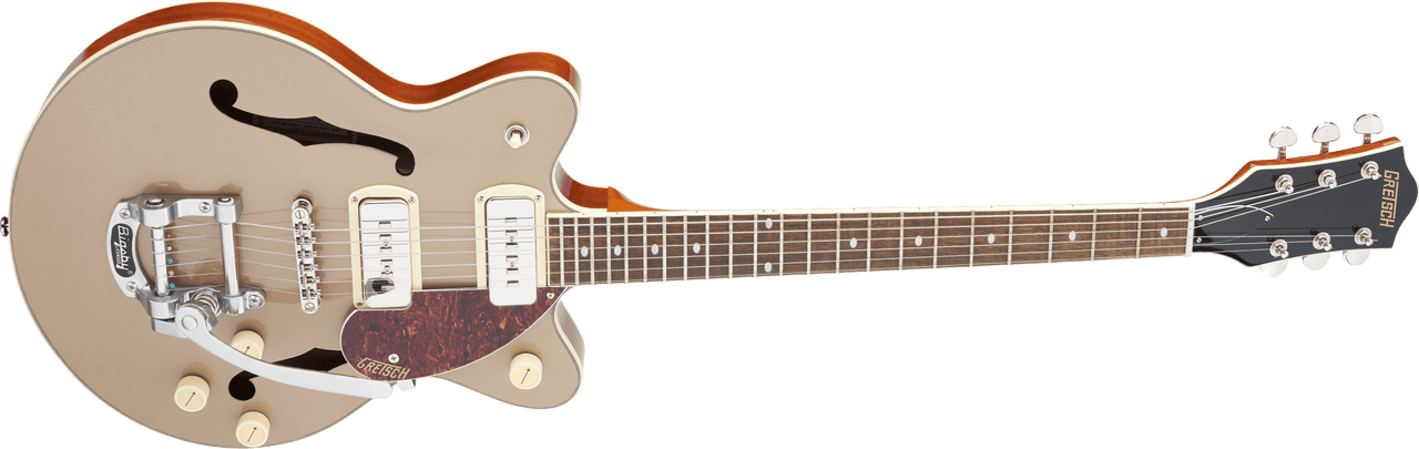Gretsch G2655T-P90 Streamliner™ Center Block Jr. Double-Cut P90 with Bigsby®, Laurel Fingerboard, Two-Tone Sahara Metallic and Vintage Mahogany Stain