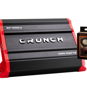 Crunch Ground Pounder GP-1000.4 1500W Max 4 Channel Class AB 1000 Watts Car Amplifier with Absolute Magnet Phone Holder Bundle