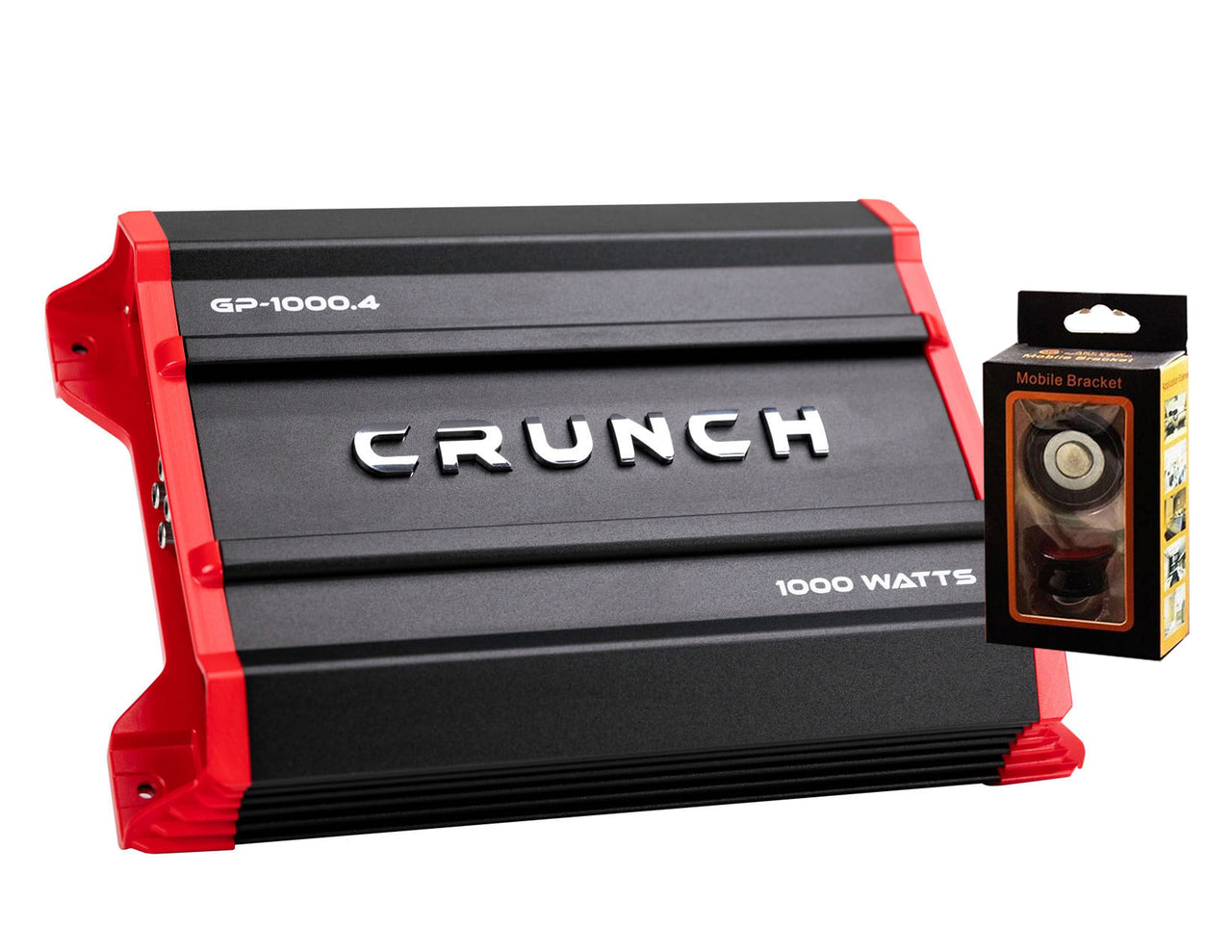 Crunch Ground Pounder GP-1000.4 1500W Max 4 Channel Class AB 1000 Watts Car Amplifier with Absolute Magnet Phone Holder Bundle