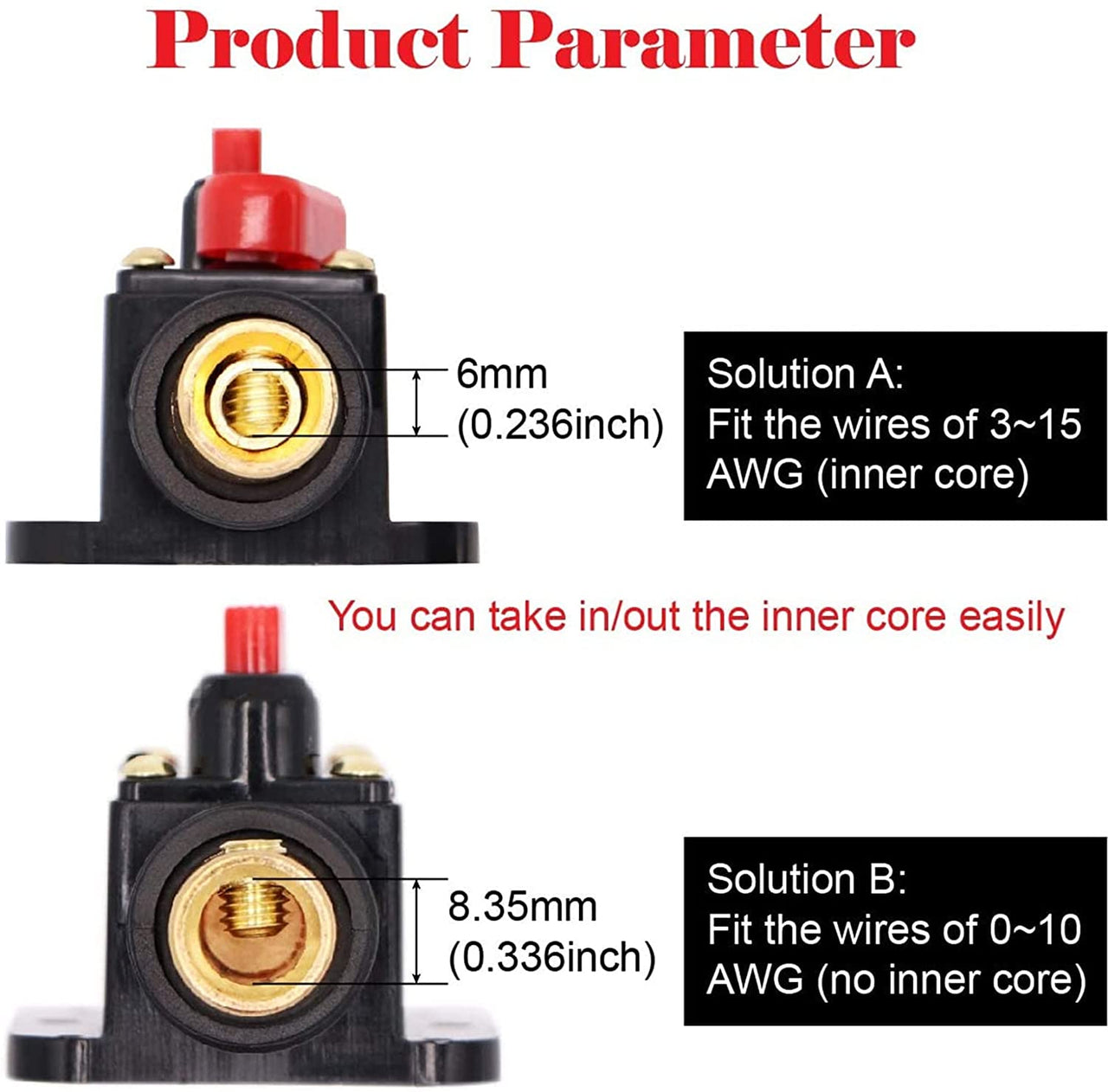 Absolute ICB30 4/8 AWG 30 Amp in-line Circuit Breaker with Manual Reset with Manual Reset Car Auto Marine Boat Stereo