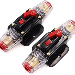 2 Absolute ICB100 100 Amp Circuit Breaker 4/8 AWG Inline Manual Reset Fuse Holder
