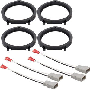 American Terminal Car Stereo Door Speaker Adapter Mounting Plates 6.5 Inch 6.75 Inch 165mm Stand Ring Kit with Wiring Harness Cable Set of 4 Fits 2006 2007 2008 2009 2010 2011 Honda Civic