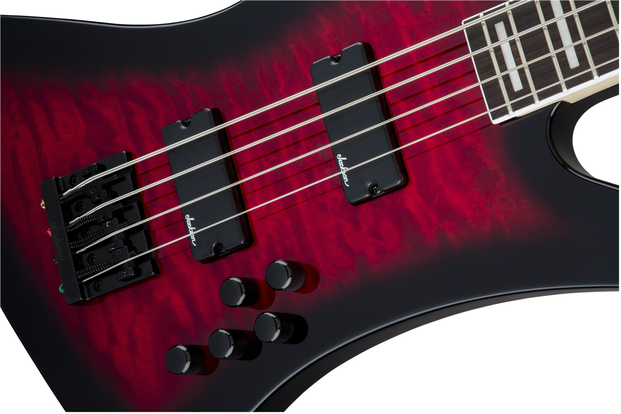 Jackson JS Series Kelly™ Bird JS3Q, Amaranth Fingerboard, Transparent Red Burst