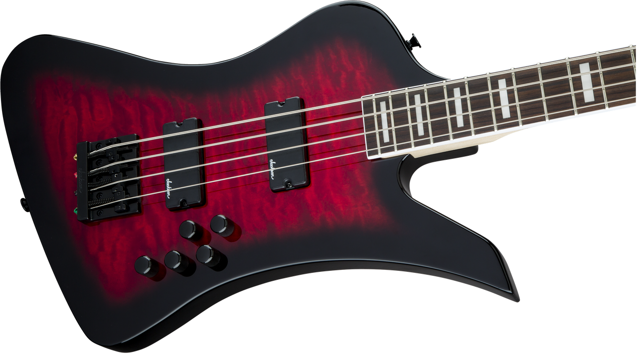 Jackson JS Series Kelly™ Bird JS3Q, Amaranth Fingerboard, Transparent Red Burst