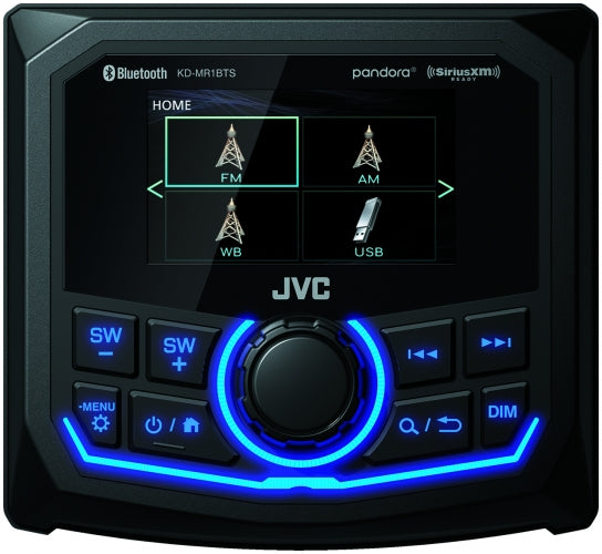 Jvc KD-MR1BTS Digital Media Receiver featuring Bluetooth / USB / SiriusXM / 2.7" Color Display / Waterproof (IPX6) / Global Tuner with Weather Band / 7-Band EQ / 3" Hole Installation