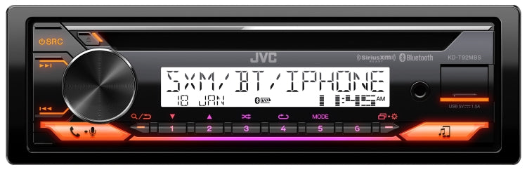 JVC KD-T92MBS JVC CD Receiver featuring Bluetooth USB Conformal coated PCB Backlit Display