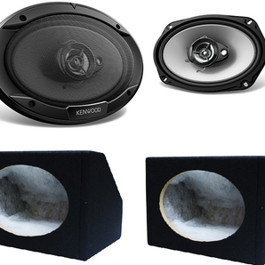 2 Kenwood KFC-6966S 6"x 9" 3-Way Coaxial Speaker + 2 Speaker Boxes