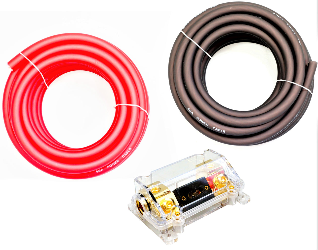 Absolute KIT0-25RB 0 Gauge 50' Red/Black Power/Ground Wire  Amplifier Amp Kit