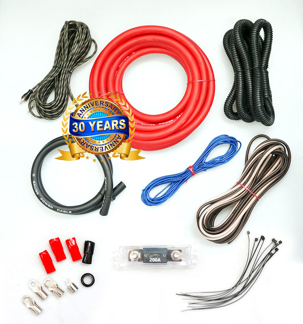 XP Audio 0 Gauge Amp Kit Amplifier Install Wiring HOT 0 Ga Wire RED - 5500W