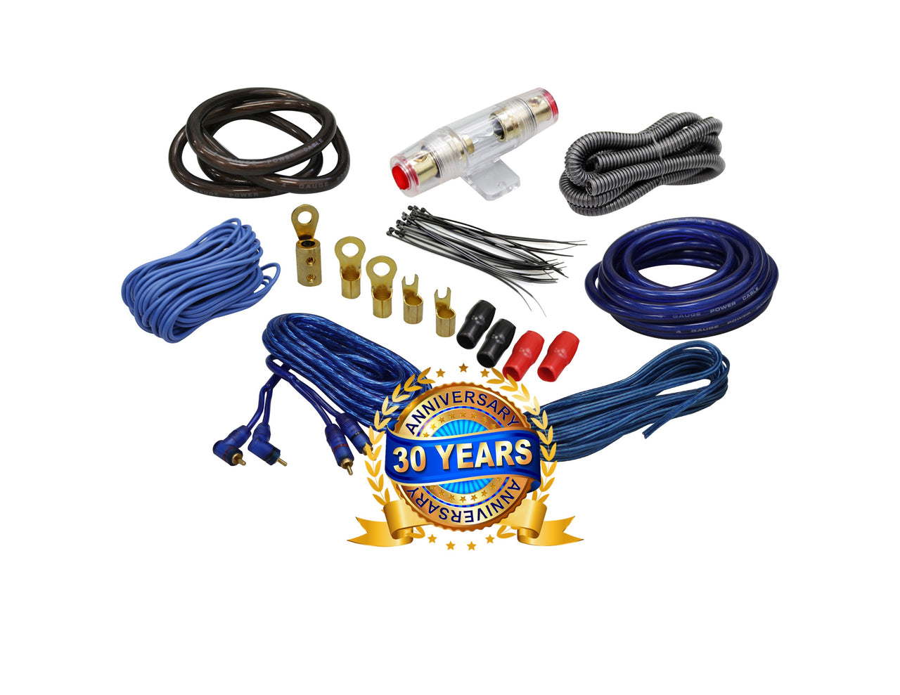 Complete 4 Channels 2000W 4 Gauge Amplifier Installation Wiring Kit Amp Blue