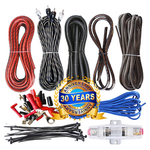 Complete 1000W 8 Gauge Car Amplifier Installation Wiring Kit Amp PK3 8 Ga Blue
