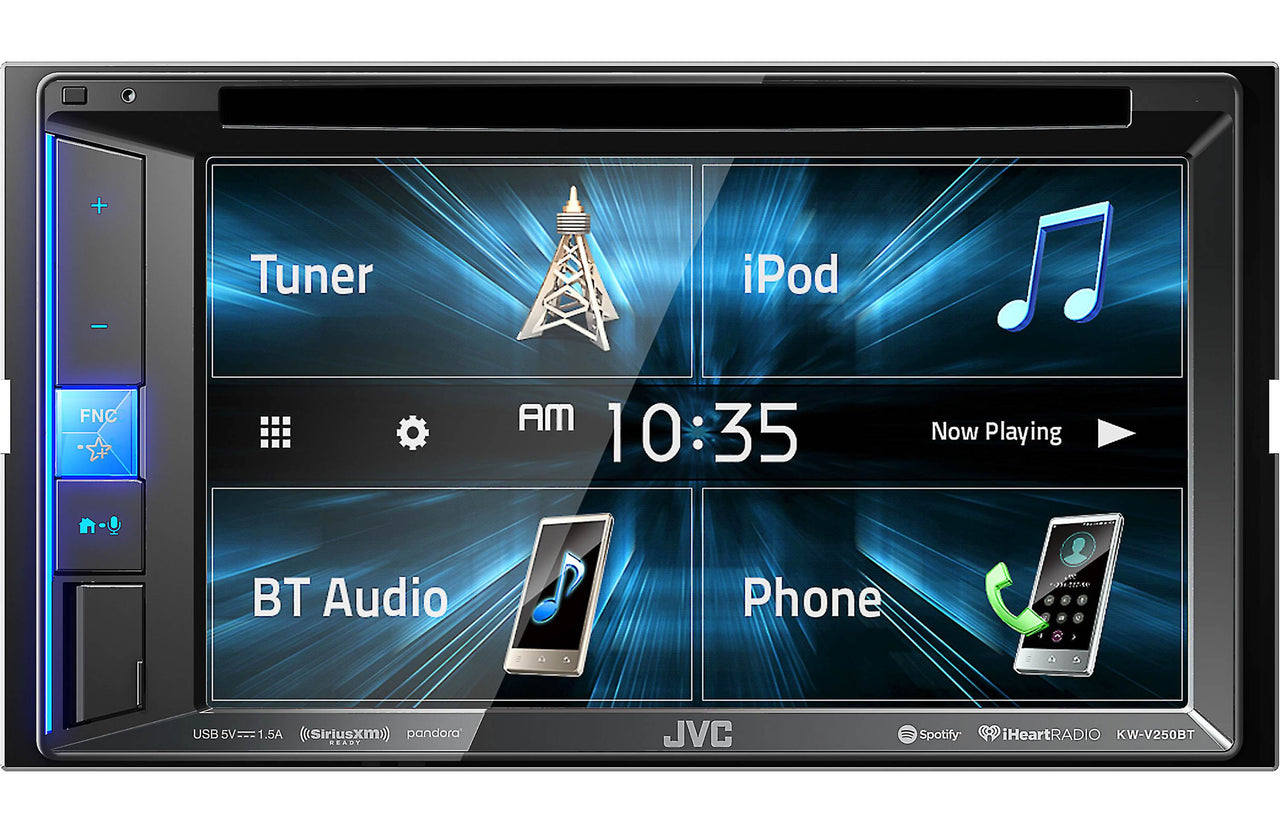 JVC KW-V350BT Car DVD CD Receiver 6.2" Monitor w/Bluetooth/13-Band EQ+Absolute CAM870 Rearview Camera & Magnet Phone Holder