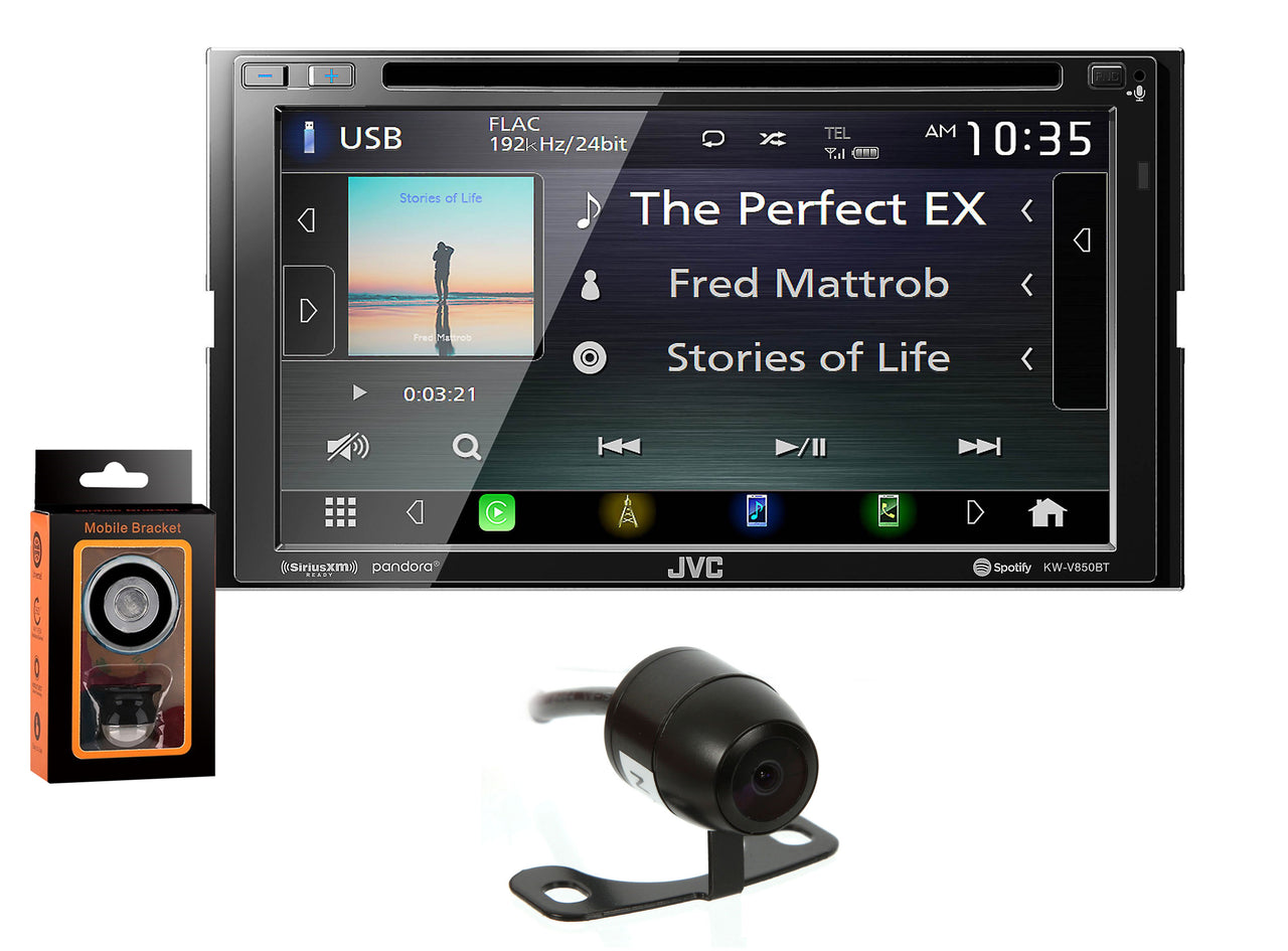 JVC KW-V850BT DVD receiver w/ integrated 6.8" monitor+Absolute CAM870 Rearview Camera & Magnet Phone Holder