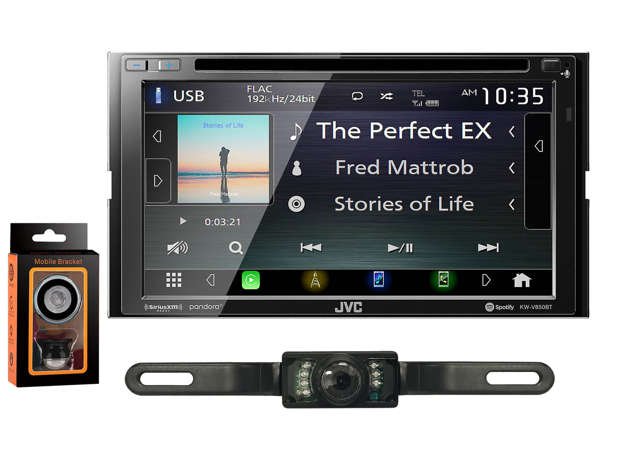 JVC KW-V850BT DVD receiver w/ integrated 6.8" monitor+Absolute CAM600 Rearview Camera & Magnet Phone Holder