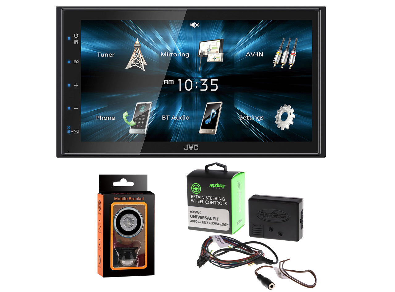 JVC KW-M150BT Digital Media Receiver Fixed 6.8" Touchscreen Monitor + Axxess AXSWC Steering Wheel Control Adapter +Free Magnet Phone Holder