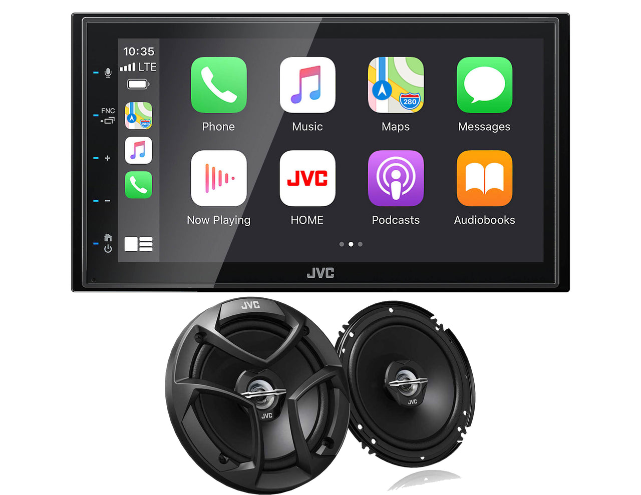 JVC KW-M56BT Digital Multimedia Receiver w/ fixed 6.75" Touchscreen Monitor+JVC CS-J620 6.5" 2-Way Coaxial Car Audio 600 Watt Speaker Pair