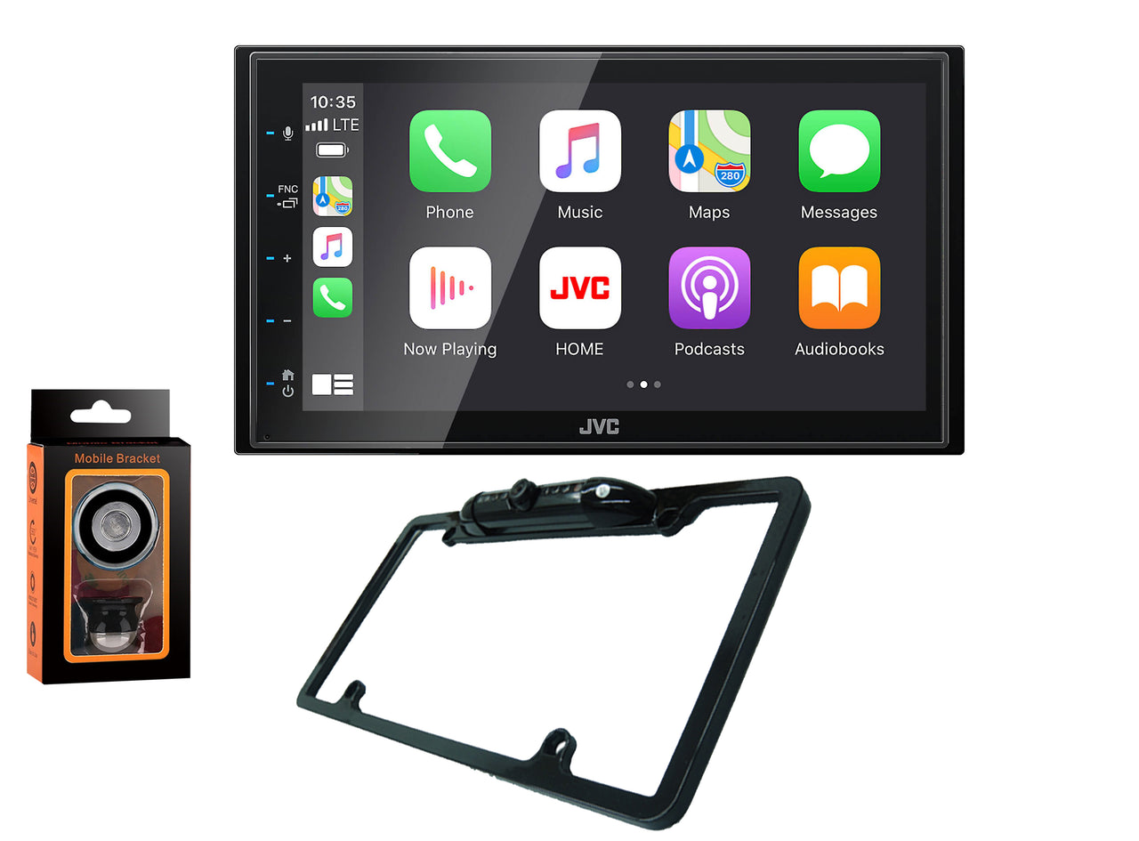 JVC KW-M56BT Digital Multimedia Receiver w/ fixed 6.75" Touchscreen Monitor+Absolute Rearview Camera & Magnet Phone Holder