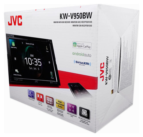 Jvc KW-V960BW 6.8" Double-DIN CD/DVD Touchscreen Digital Multimedia Receiver with Bluetooth, Apple CarPlay, Android Auto (Sirius XM Ready)