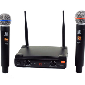 Mr. Dj MIC-UHF200 Professional Wireless Microphone System Kit with 2 Handheld & Wireless Receiver