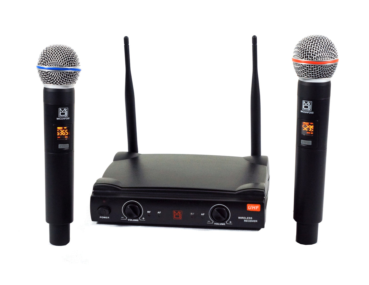 Mr. Dj MIC-UHF200 Professional Wireless Microphone System Kit with 2 Handheld & Wireless Receiver