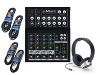 Thumbnail for Mackie Mix8 8-Channel Compact Mixer Bundle with MR DJ Headphones, Two 1/4