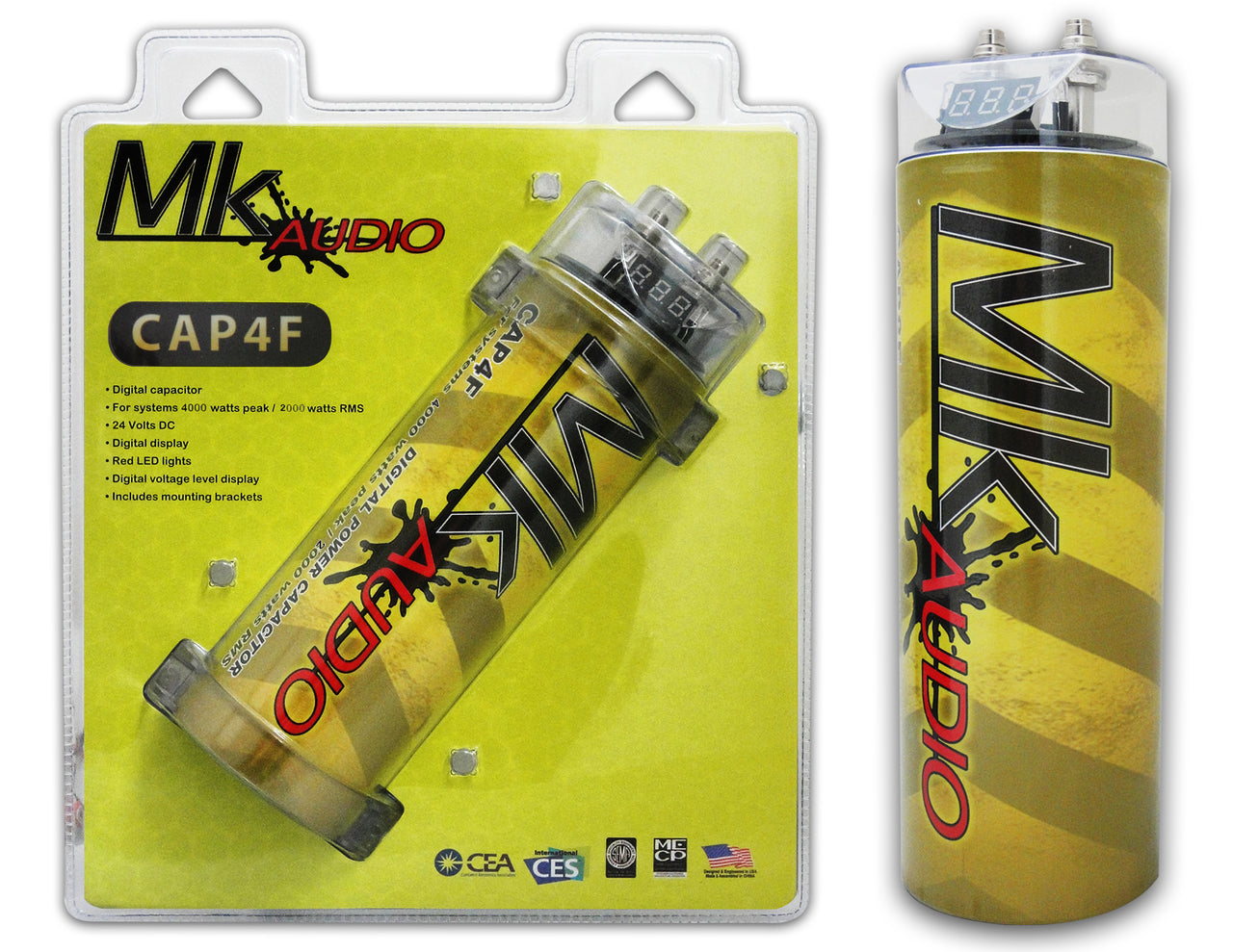 MK AUDIO CAP4F 4 FARAD POWER CAR CAPACITOR FOR ENERGY STORAGE TO ENHANCE BASS DEMAND FROM AUDIO SYSTEM
