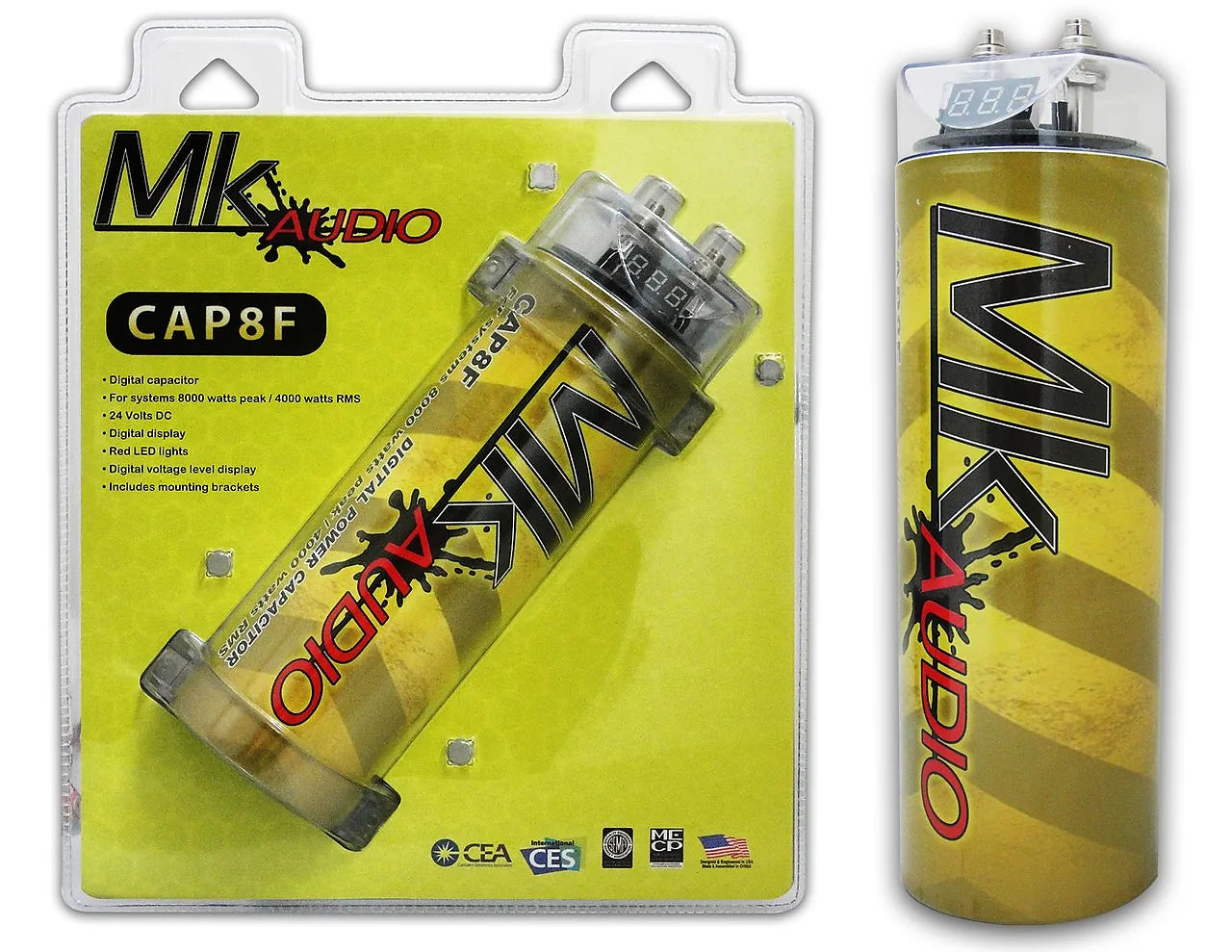 MK AUDIO CAP8F 8 FARAD POWER CAR CAPACITOR FOR ENERGY STORAGE TO ENHANCE BASS DEMAND FROM AUDIO SYSTEM