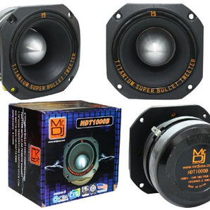 Mr Dj HDT1000B 4" Titanium Bullet High Compression Tweeter Car Van ATV UTV Marine Boat Motorcycle Motorsports, and Competition