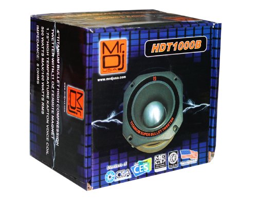 MR DJ HDT1000B 4-Inch Titanium Horn Bullet High Compression Tweeter for Car, Van, ATV, UTV, Marine, Boat, Motorcycle, Motorsports, and Competition