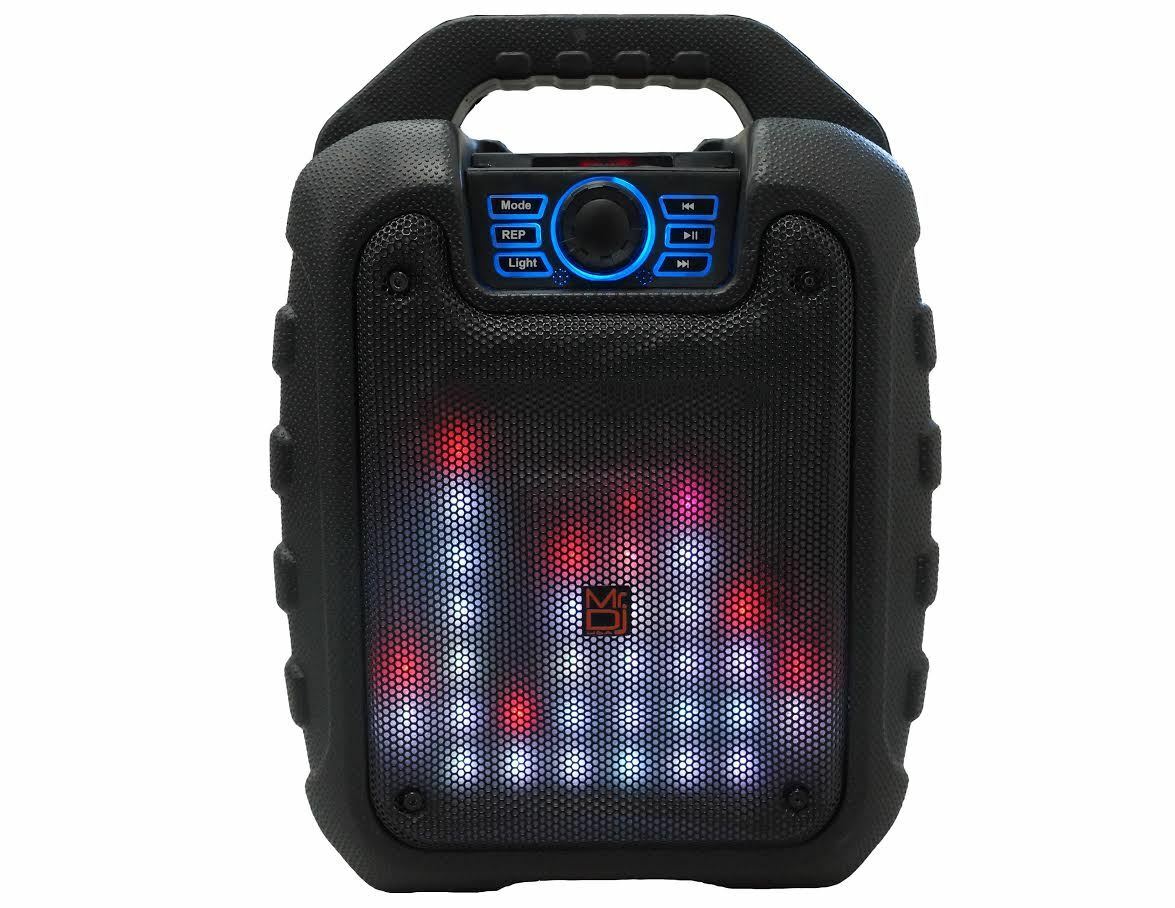 MR DJ DISCO 5.25" Portable Powerful PA Bluetooth Speaker Karaoke Machine with Sound Activated Lights, Battery Powered, FM Radio, USB/Micro SD Card, & LED Party Light