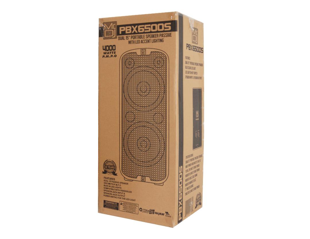 2 MR DJ PBX6500S Professional Dual 15” 3-Way Full-Range Non-Power/Passive DJ PA Multipurpose Live Sound Loudspeaker