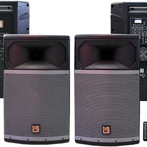 MR DJ PRO115BT & PRO115S PA DJ Active & Passive Speaker & Stands Professional PRO PA DJ 15" 2-Way Full-Range Active & Passive DJ PA Multipurpose Live Sound Loudspeaker