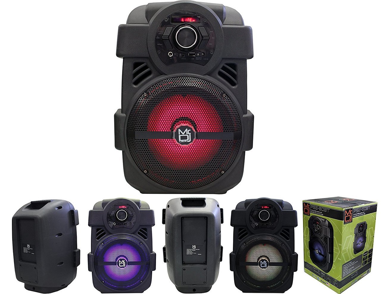 MR DJ PSE-80BT 8” Portable Active Speaker<BR/> 8” Portable Active Speaker with Rechargeable Battery Party Speaker with Bluetooth 1200 Watts P.M.P.O