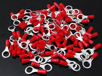 Thumbnail for MK Audio MRT2218R 1000 pcs #8 Red MRT2218R 22/16 Gauge Vinyl Insulated Connectors Ring Terminal