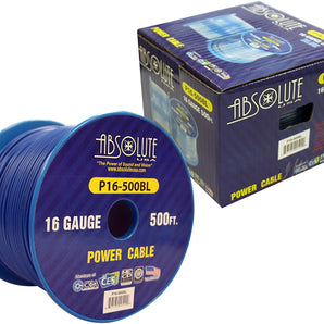 Absolute P16-500BLUE 16 Gauge 500-Feet Blue Spool Primary Power Wire Cable
