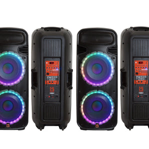 Pair of MR DJ 4500 Watts Dual 12" Rechargeable PA DJ Speaker Bluetooth Light Echo MIC
