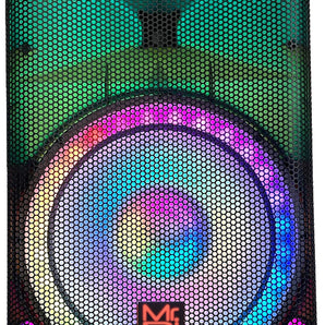 MR DJ 5200W Bluetooth PA Speaker with LED Party Lights, 3-Channel Mixer, High-Power 15-Inch Woofer for DJs & Parties, User-Friendly Design for Enthusiasts