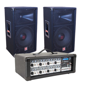 MR DJ PMX8500 3000 Watts Powered 8 Channel Mixer with Bluetooth + 2 18" 2way Speakers