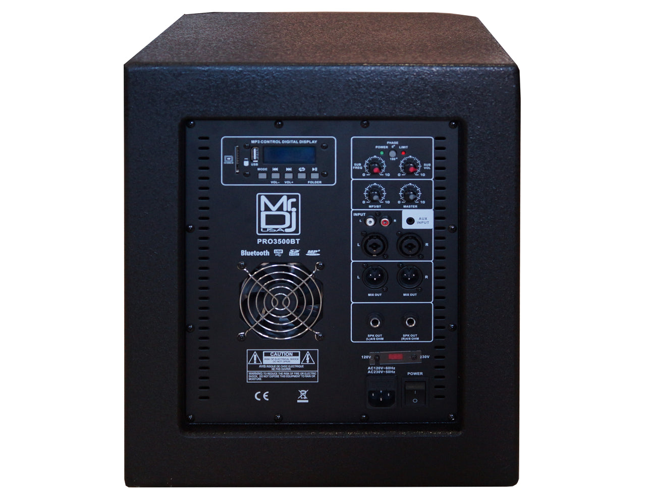 MR DJ PRO3500BT 12" 3500W Pro Active Powered Amplified Subwoofer Bluetooth USB PA DJ Sub