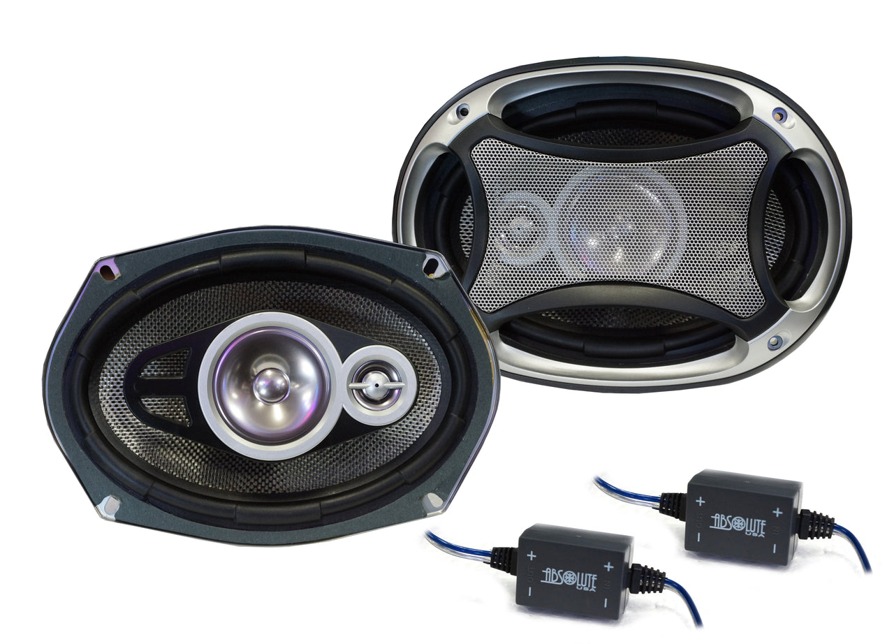 Absolute USA PRO6993 Car Speakers 600 Watts Of Power Per Pair And 300 Watts Each, 6 x 9 Inch , Full Range, 4 Way, Sold in Pairs, Easy Mounting