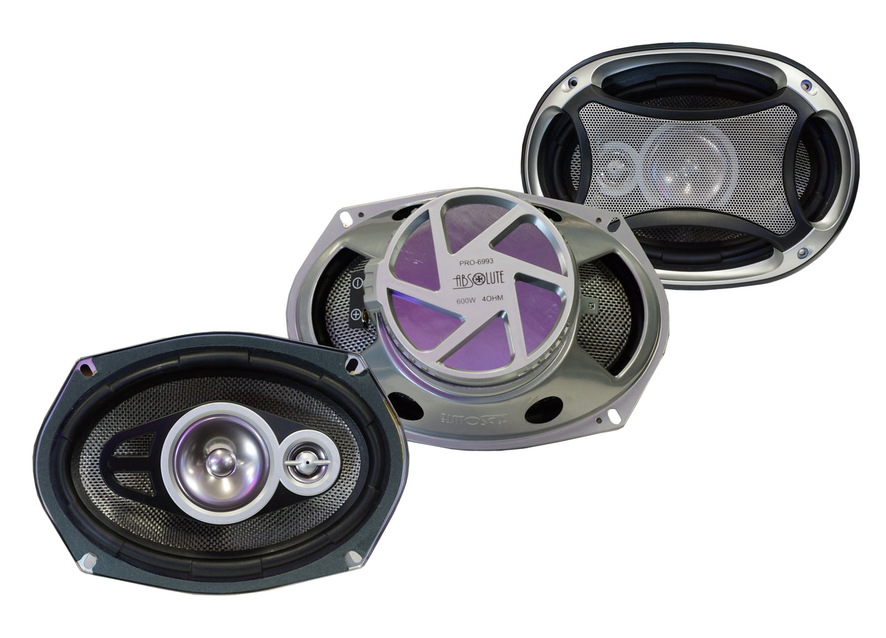 2 Pair Absolute USA PRO6993 Pro Series 6x9" 3 Way full-range loudspeakers 6x9" 3 Way full-range loudspeakers Car Speakers 600 Watts Max Power