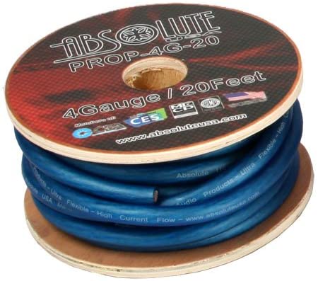 Absolute PROP0G20BL<br/> Pro Series 20 Feet 1/0 Gauge Blue Ultra Flexible Power/Ground Battery Amp 12V Cable Wire for Auto, Car, Inverter, RV, Solar, Marine, Trucks