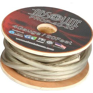 Absolute PROP0G20SV Pro Series 20 Feet 1/0 Gauge Silver Ultra Flexible Power/Ground Battery Amp 12V Cable Wire for Auto, Car, Inverter, RV, Solar, Marine, Trucks