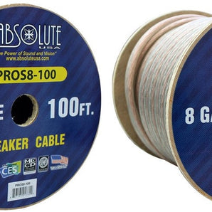 2 Absolute PROS8100 100' 8 Gauge PRO PA DJ Car Home Marine Audio Speaker Wire Cable Spool