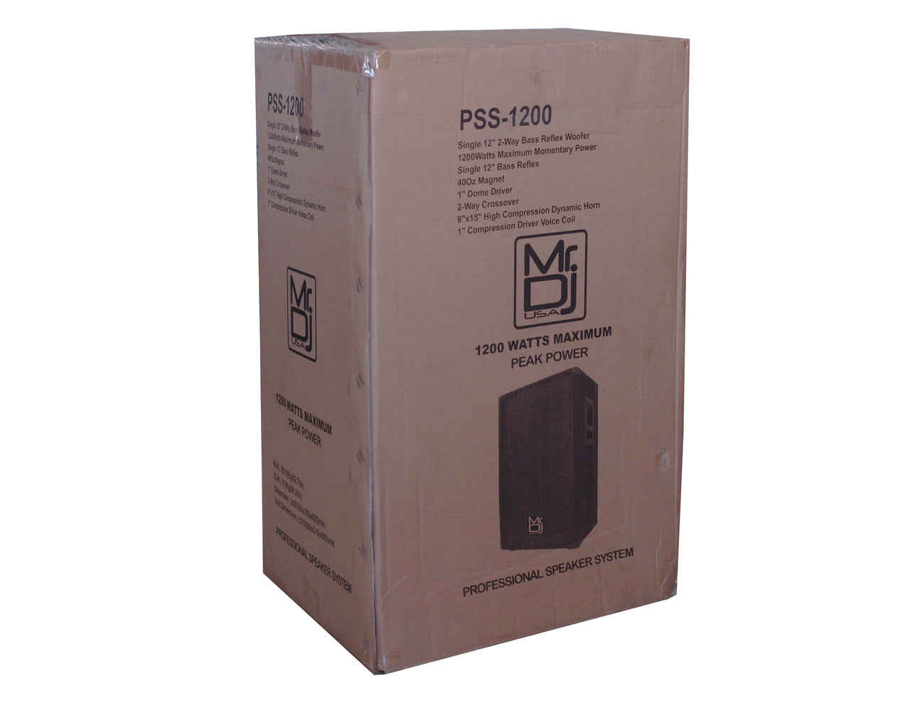 MR DJ PSS-1200 Single 12" Passive 1200 Watts 2-Way DJ/PA PRO Audio Loudspeaker