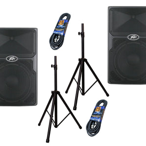2 Peavey PVXP15 DSP 15" 980W Powered Speaker 1.4" Driver+ Speaker Stand+ XLR Cable