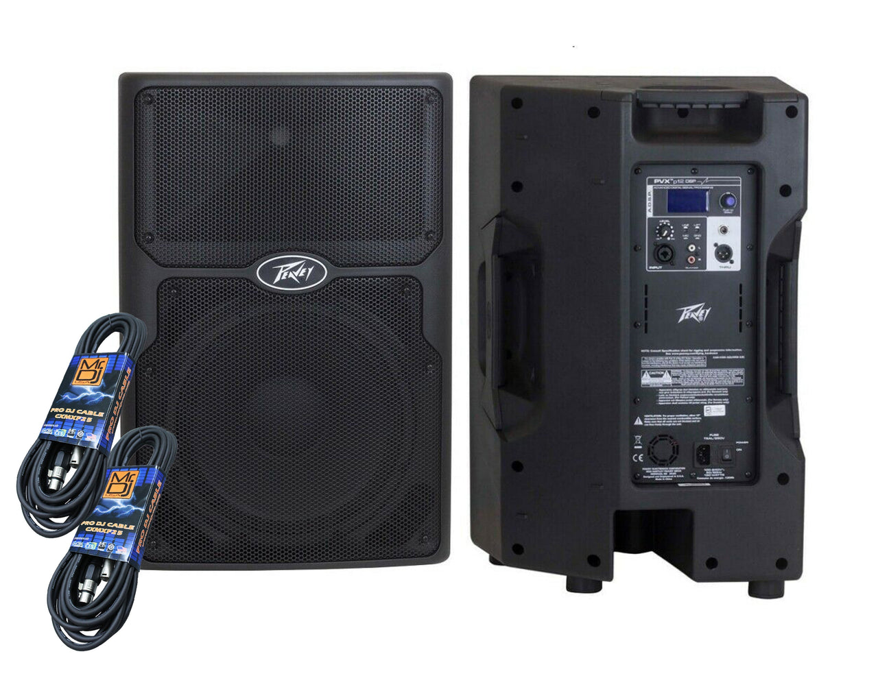 (2) PVXP12 DSP 12 inch Powered Speaker 830W 12" Powered Speaker with 1.4" Compression Driver,+ Free Mr. Dj Speaker Stands+XLR Cable
