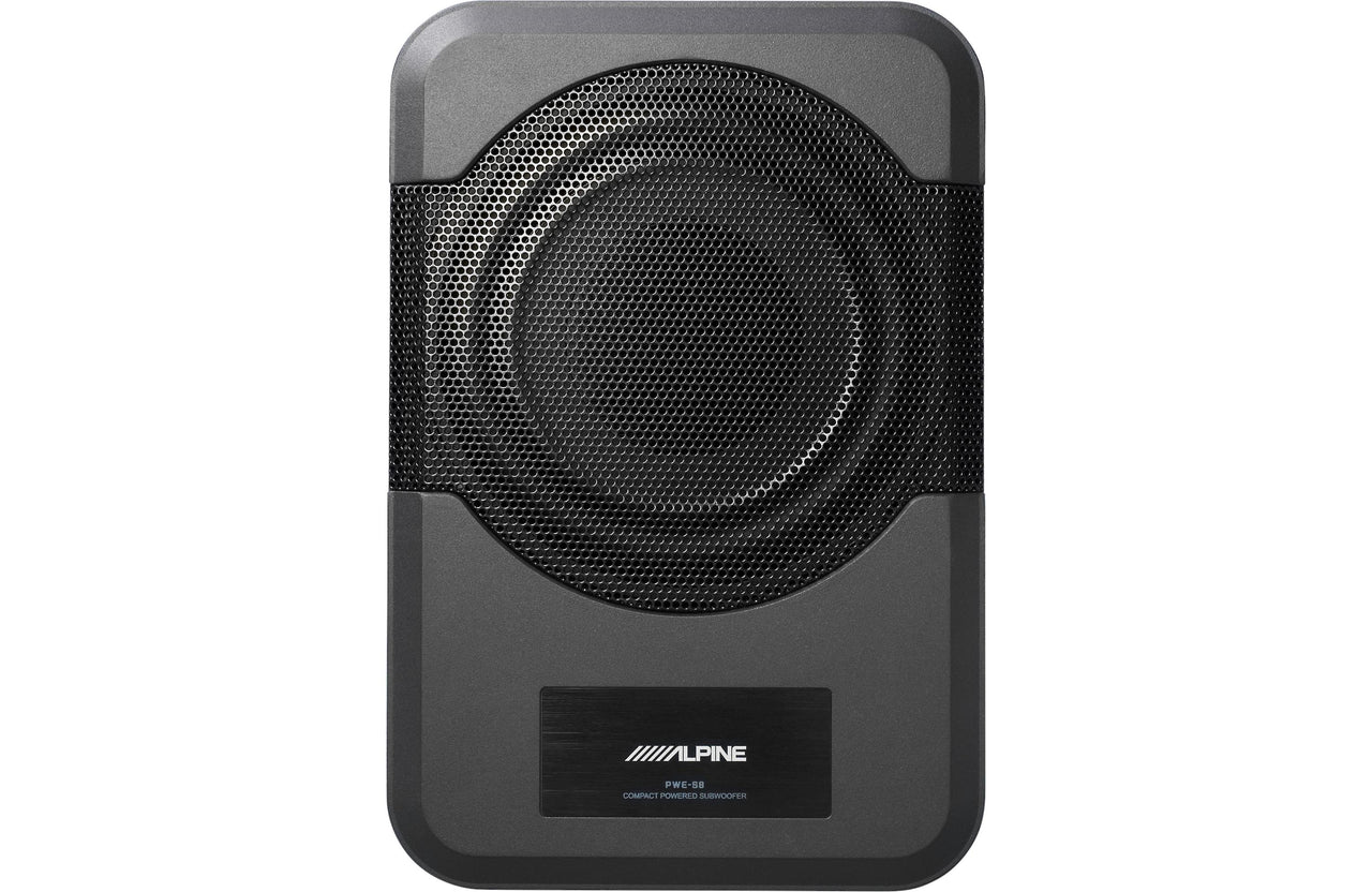 Alpine PWE-S8 Powered Subwoofer 120W Compact Powered 8" Car Subwoofer for Under or Behind the Seat